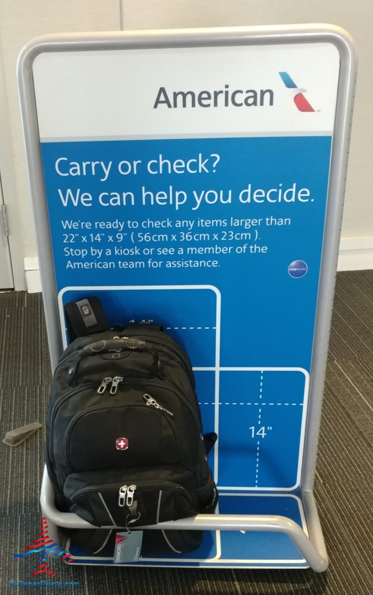 What is the United and American Airlines carryon bag check real size