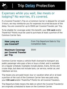 citi prestige travel insurance coverage