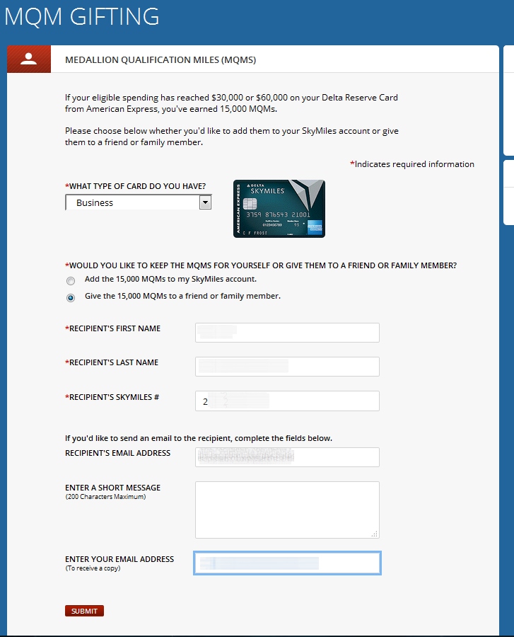 TODAY I gifted 15,000 Delta MQMs to a friend and you can do this too (or keep them maybe)!