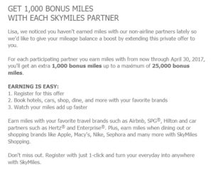 targeted email offer to Lisa from RenesPoints blog