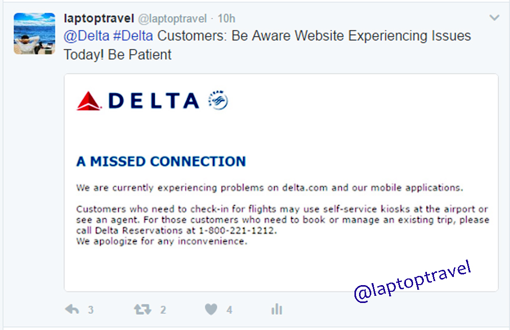 Delta IT Glitch Twitter Post Eye of the Flyer