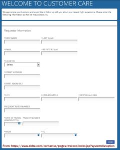 delta customer care link on delta-com