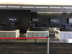 a row of computers in a room