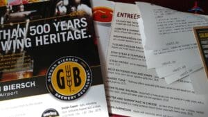 a menu and a few papers