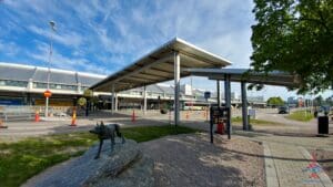 a building with a roof