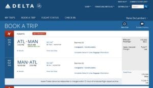 a screenshot of a flight website