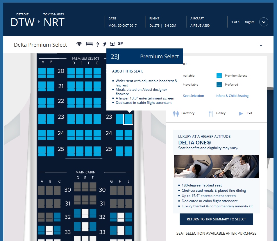 I’m booked on the inaugural Delta A350 flight in Premium Select – I can’t wait to review the service! Just how many SkyMiles did it cost me?