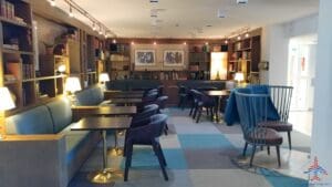 a room with tables and chairs