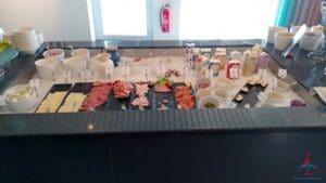 a counter with food on it