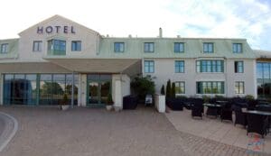 a building with a sign on it