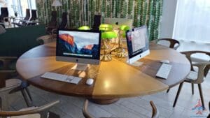 a table with computers on it