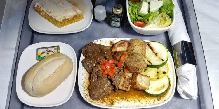 a tray with food on it