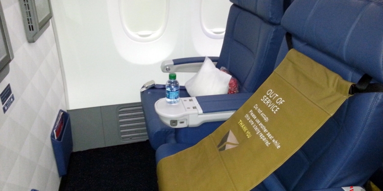 a seat in an airplane