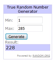 Tonight’s SWAG Saturday winners are… 15, 283, 132 & 228 – is that you? (Wait that is 4 winners?)!