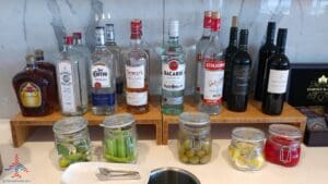 bottles of alcohol on a counter