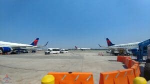 airplanes parked on a runway