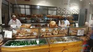 a display case with food on it