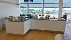 a counter in a room with a window