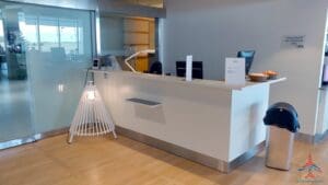 a reception desk in a room
