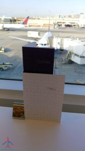 a menu on a window sill