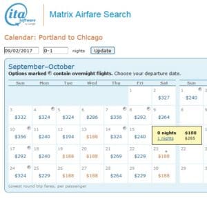 a screenshot of a flight search