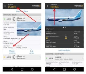 a screenshot of a flight information