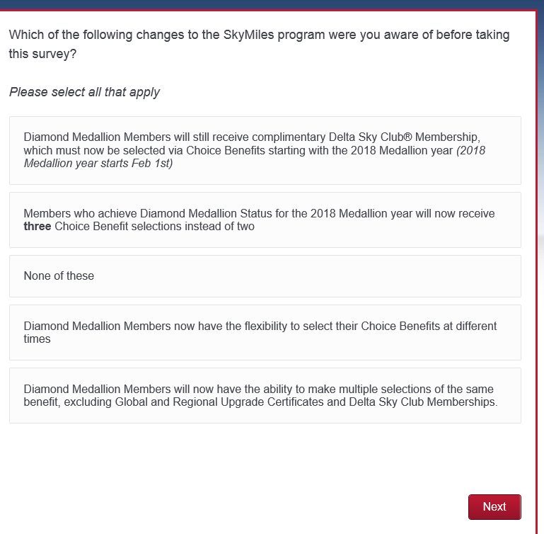 The latest Delta SkyMiles / Medallion user survey – What does Delta want to know?