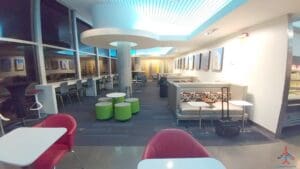 a room with tables and chairs