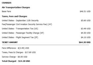 a screenshot of a flight ticket