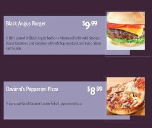 a menu of a fast food restaurant