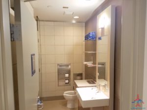 a bathroom with a sink and toilet