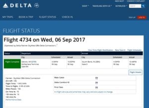 a screenshot of a flight schedule