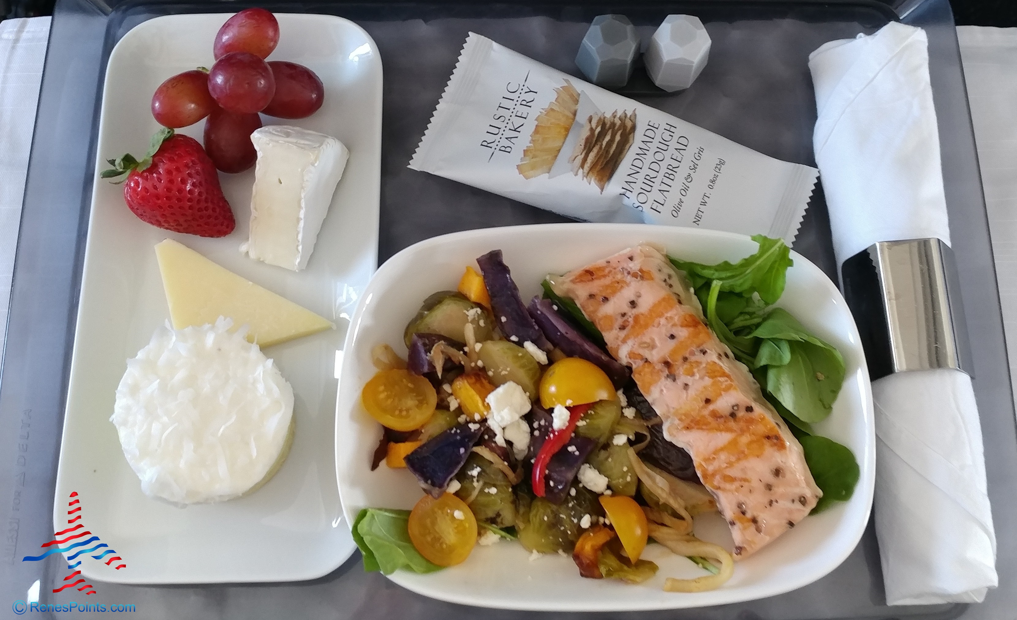 Delta First Class Meal Cold Salmon & Arugla Lunch Salad Review