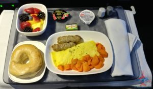 a plate of food on a tray