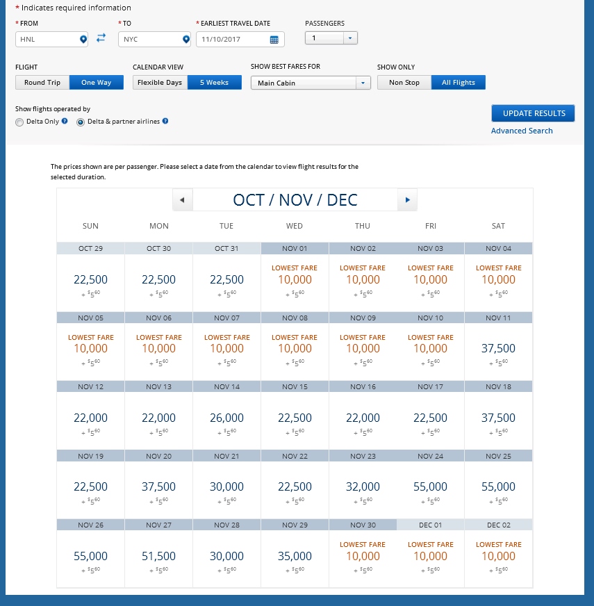 HURRY!!! SkyMiles awards NYC to Hawaii booking for 20,000 points round trip!