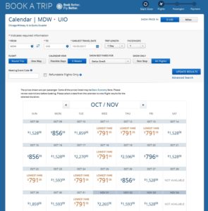 a screenshot of a flight schedule