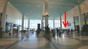 a large building with columns and people