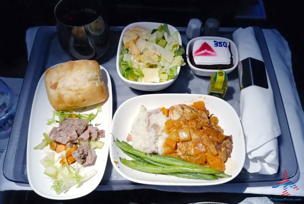 Delta Air Lines A50 Premium Select Meal Service and drink choices