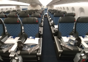 the inside of an airplane