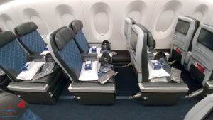 a row of seats in an airplane