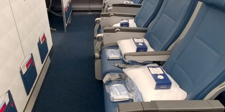 a row of seats in an airplane
