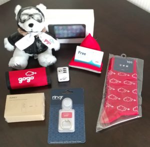 a table with a stuffed animal and other items