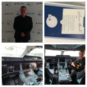a collage of a man in a pilot's cockpit