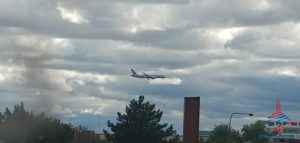 a plane flying in the sky