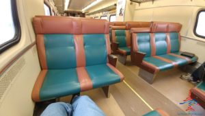 a group of seats in a train
