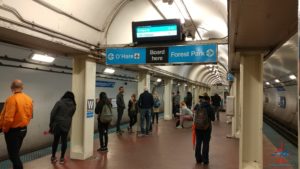 a group of people in a subway station