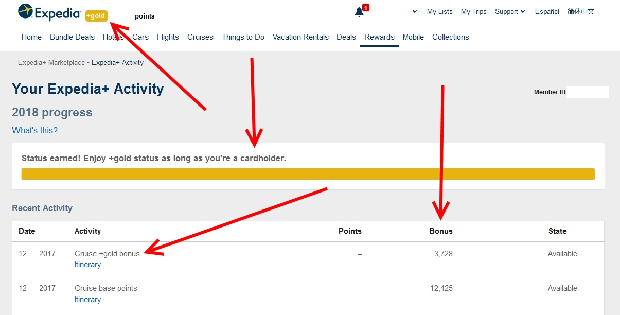 my expedia points from NCL trip Eye of the Flyer
