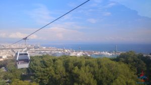 a cable car in the middle of a forest