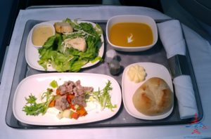 a tray with food on it