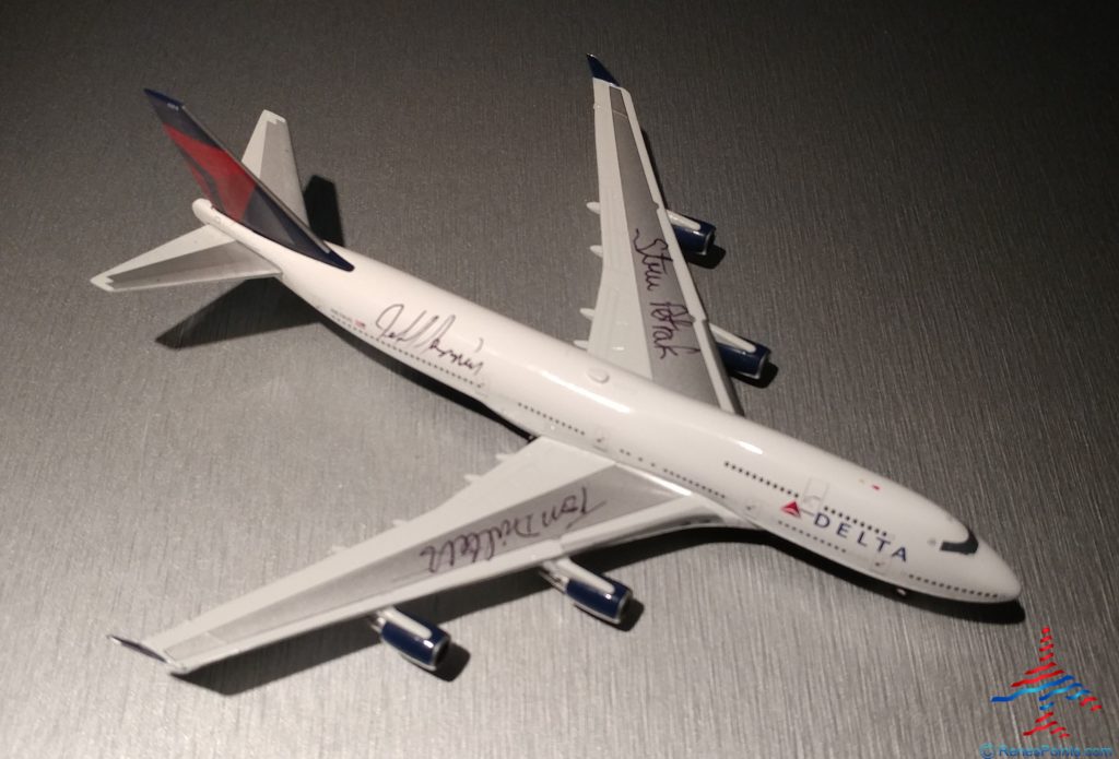 a model airplane with signature on it